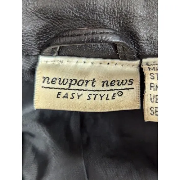 NEWPORT NEWS! SLEEK CROPPED LENGTH GENUINE LEATHER, BLACK JACKET! SZ 8
