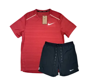 Nike 1.0 Miler and Flex Stride Shorts Set - Adobe Red/Black