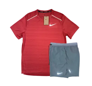 Nike 1.0 Miler and Flex Stride Shorts Set - Adobe Red/Grey