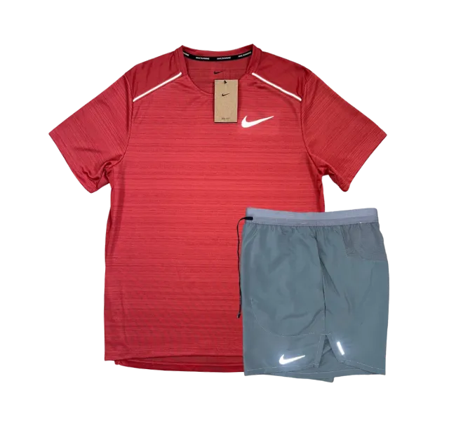 Nike 1.0 Miler and Flex Stride Shorts Set - Adobe Red/Grey
