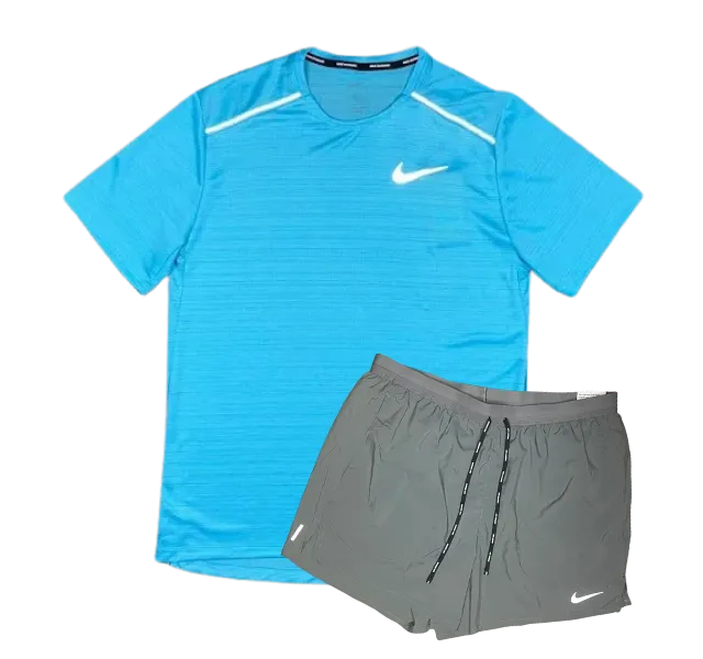 Nike 1.0 Miler and Flex Stride Shorts Set - Baltic Blue/Smoke Grey