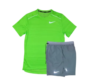 Nike 1.0 Miler and Flex Stride Shorts Set - Green Strike/Grey