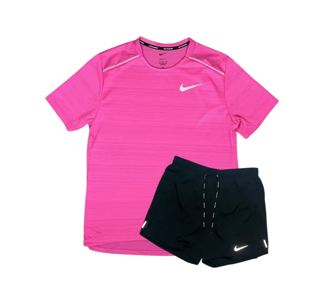 Nike 1.0 Miler and Flex Stride Shorts Set - Hot Pink/Black
