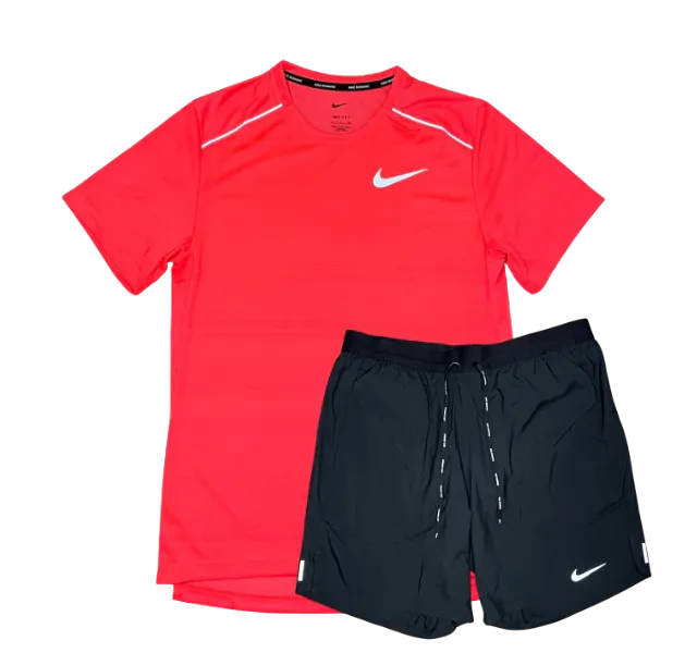 Nike 1.0 Miler and Flex Stride Shorts Set - Hot Punch/Black