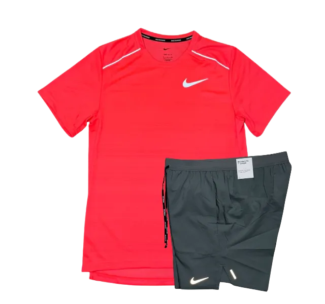 Nike 1.0 Miler and Flex Stride Shorts Set - Hot Punch/Grey