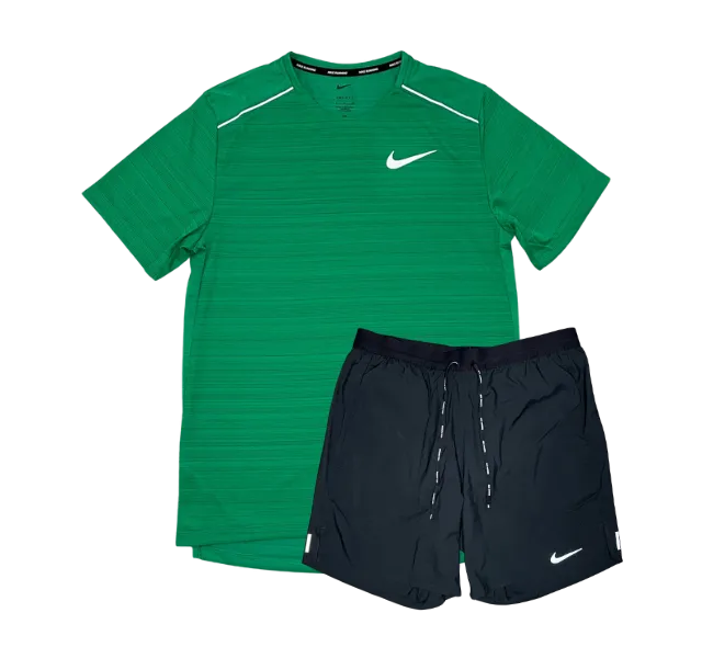 Nike 1.0 Miler and Flex Stride Shorts Set - Stadium Green/Black
