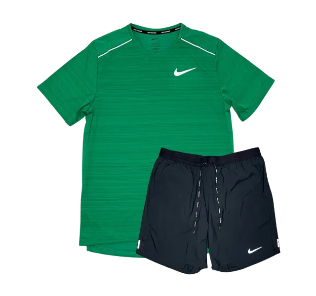 Nike 1.0 Miler and Flex Stride Shorts Set - Stadium Green/Black