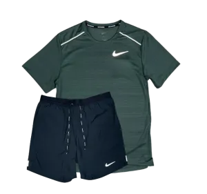Nike 1.0 Miler and Flex Stride Shorts Set - Vintage Green/Black