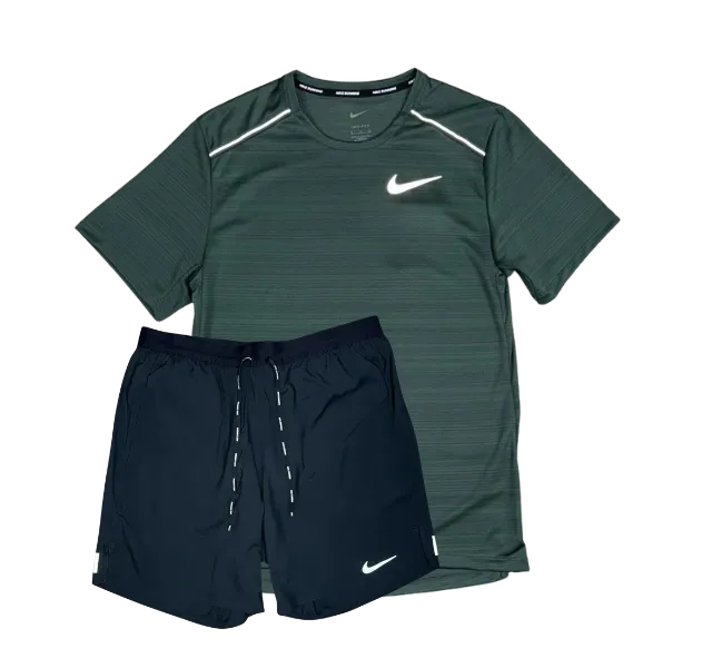 Nike 1.0 Miler and Flex Stride Shorts Set - Vintage Green/Black