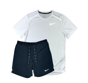 Nike 1.0 Miler and Flex Stride Shorts Set - White/Black