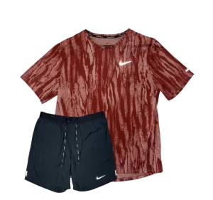 Nike Dri-FIT Wild Run Miler T-Shirt and Flex Stride Shorts Set - Red Camo/Black