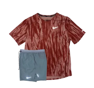 Nike Dri-FIT Wild Run Miler T-Shirt and Flex Stride Shorts Set - Red Camo/Grey