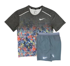 Nike Floral Breathe Miler and Flex Stride Shorts Set - Floral Print/Grey