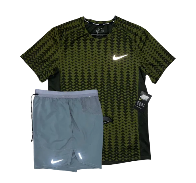 Nike High Noon Miler and Flex Stride Shorts Set - Khaki/Grey