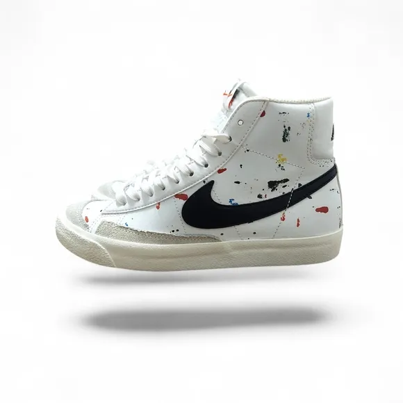 Nike Paint Splatter White High Tops Sneakers Kid's Size 4.5 Youth