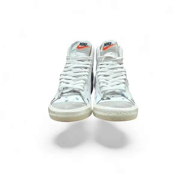 Nike Paint Splatter White High Tops Sneakers Kid's Size 4.5 Youth
