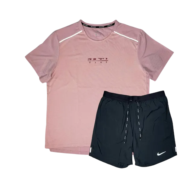 Nike Rise 365 Miler T-Shirt and Flex Stride Shorts Set - Pink Foam/Black