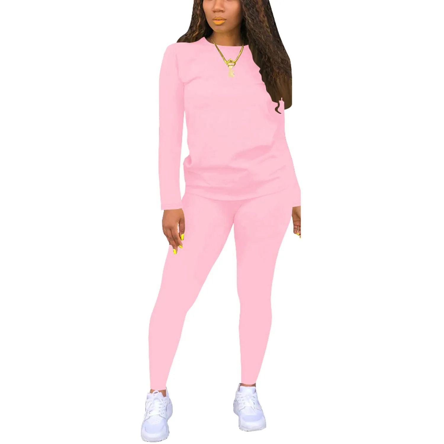 Nimsruc Two Piece Outfits For Women Jogging Suit Sweatsuits Sets Casual Matching Athletic Clothing Fashion Tracksuit Pink M