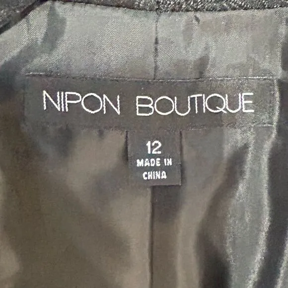 Nipon Boutique Black Skirt Suit Size 12