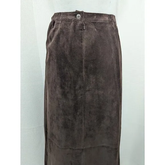 NWOT! CHICO'S! LUXE ESPRESSO BROWN GENUINE SUEDE LEATHER A-LINE SKIRT! SZ 8