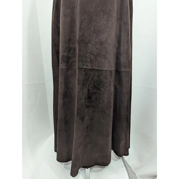 NWOT! CHICO'S! LUXE ESPRESSO BROWN GENUINE SUEDE LEATHER A-LINE SKIRT! SZ 8