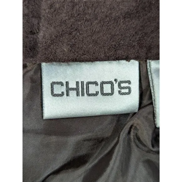 NWOT! CHICO'S! LUXE ESPRESSO BROWN GENUINE SUEDE LEATHER A-LINE SKIRT! SZ 8