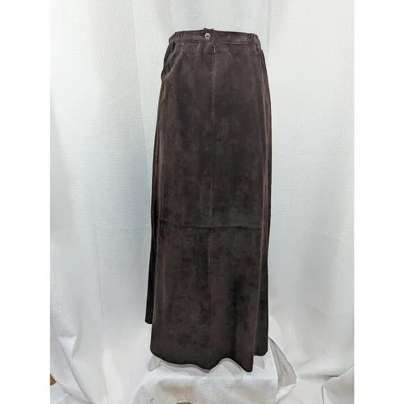 NWOT! CHICO'S! LUXE ESPRESSO BROWN GENUINE SUEDE LEATHER A-LINE SKIRT! SZ 8