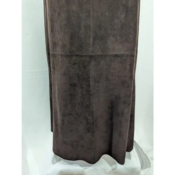 NWOT! CHICO'S! LUXE ESPRESSO BROWN GENUINE SUEDE LEATHER A-LINE SKIRT! SZ 8