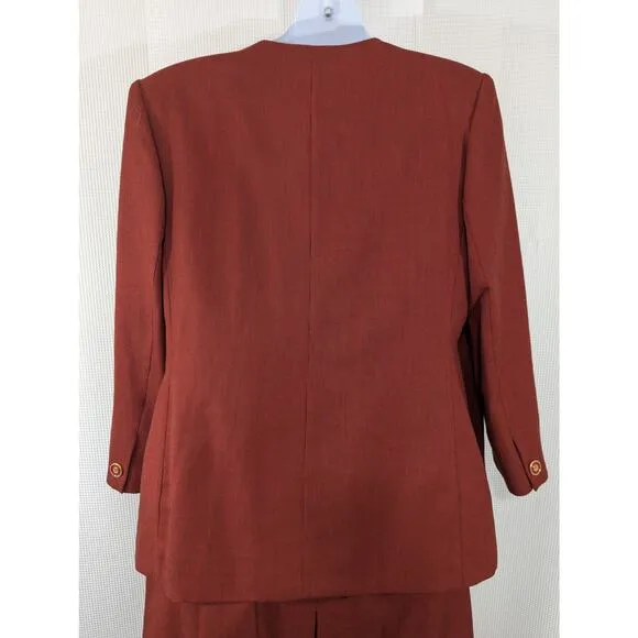 NWOT! EMILY! STUNNING RED &amp; BLACK MICRO LINE DOUBLE BREASTED SKIRT SUIT! SZ 18W