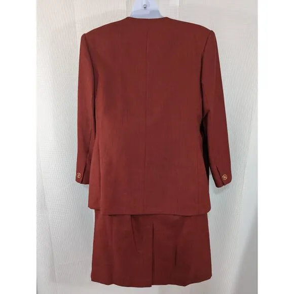 NWOT! EMILY! STUNNING RED &amp; BLACK MICRO LINE DOUBLE BREASTED SKIRT SUIT! SZ 18W