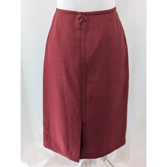 NWOT! LE SUIT! RICH BURGUNDY RED FITTED DOUBLE COLLARED SKIRT SUIT SET! SZ 10