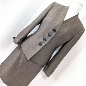 NWOT! LE SUIT! SILVERY BEIGE VERTICALLY ETCHED/TEXTURED SKIRT SUIT, SET! SZ 10