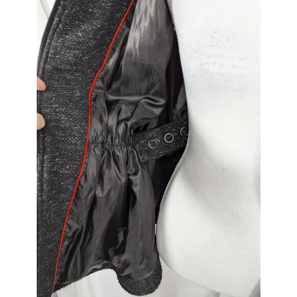 NWOT! STEVE MADDEN! MARLED BLACK W/WHITE WOOL BLEND CAPE/COAT- BELT INSIDE! SZ S