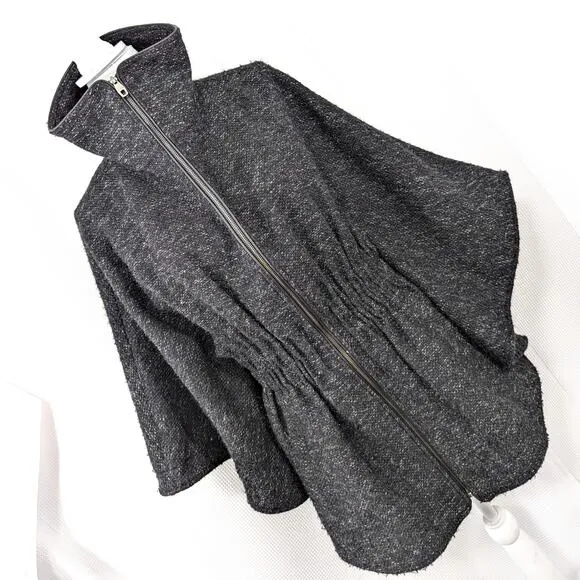 NWOT! STEVE MADDEN! MARLED BLACK W/WHITE WOOL BLEND CAPE/COAT- BELT INSIDE! SZ S