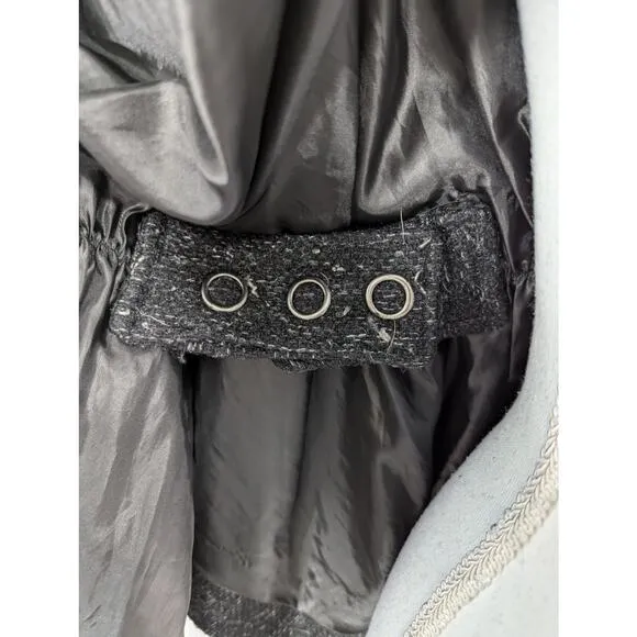 NWOT! STEVE MADDEN! MARLED BLACK W/WHITE WOOL BLEND CAPE/COAT- BELT INSIDE! SZ S