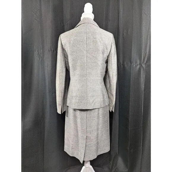 NWOT! SUIT STUDIO, NEW YORK! SILVER/GRAY W/BLACK PENCIL SKIRT SUIT SET! SZ 8