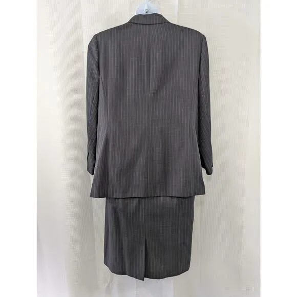 NWOT! WORTHINGTON WOMAN! CLASSIC GRAY PIN STRIPED SKIRT SUIT LONG JACKET! SZ 20W