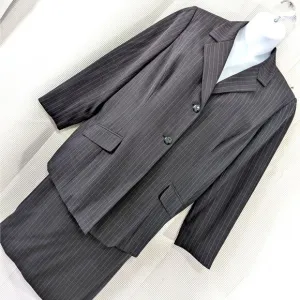 NWOT! WORTHINGTON WOMAN! CLASSIC GRAY PIN STRIPED SKIRT SUIT LONG JACKET! SZ 20W