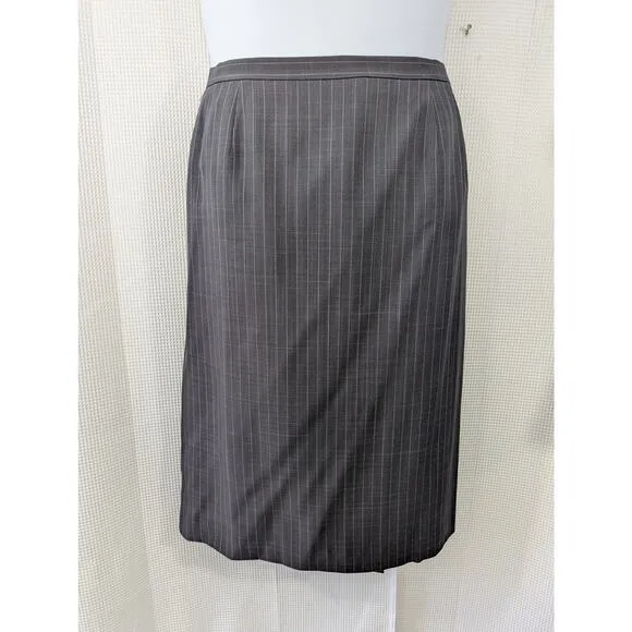 NWOT! WORTHINGTON WOMAN! CLASSIC GRAY PIN STRIPED SKIRT SUIT LONG JACKET! SZ 20W