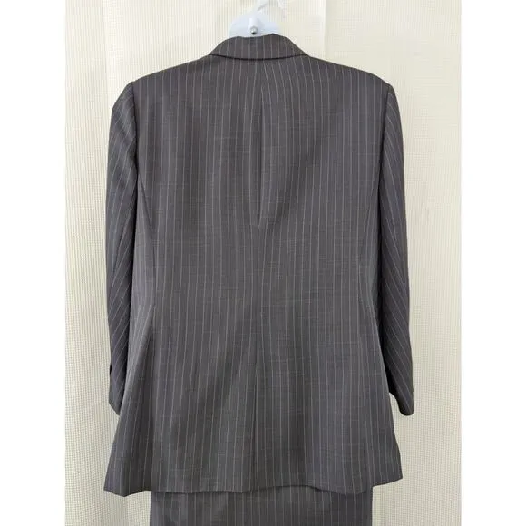 NWOT! WORTHINGTON WOMAN! CLASSIC GRAY PIN STRIPED SKIRT SUIT LONG JACKET! SZ 20W