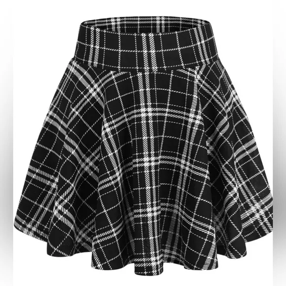 NWT Casual Stretchy Flared Pleated Mini Skater Skirt with Shorts