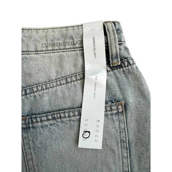 NWT Current/Elliot, The 5-Pocket Denim Jean Mini Skirt, Light Wash Size 26