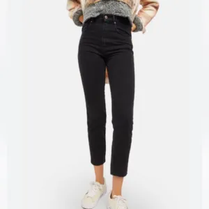 NWT FREE PEOPLE- Stovepipe High-Rise TaperedLeg Jeans Black Out