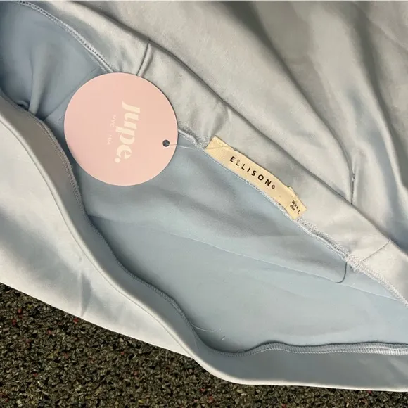 NWT JUPE NYC Pastel Baby Light Blue Satin Silk Midi Modest Slip Cute Skirt Sz L