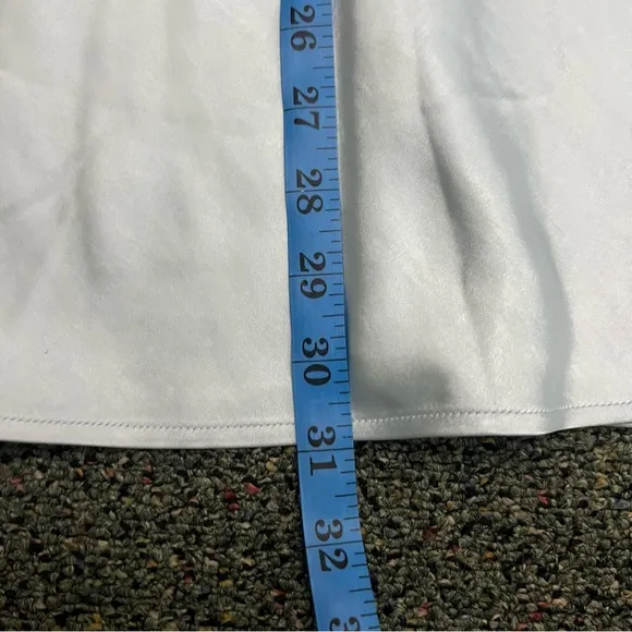 NWT JUPE NYC Pastel Baby Light Blue Satin Silk Midi Modest Slip Cute Skirt Sz L