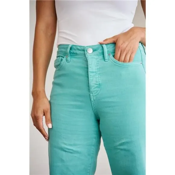 NWT RFM Chloe Tummy Control High Waist Raw Hem Cropped Jeans