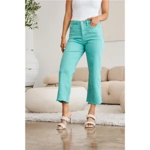 NWT RFM Chloe Tummy Control High Waist Raw Hem Cropped Jeans