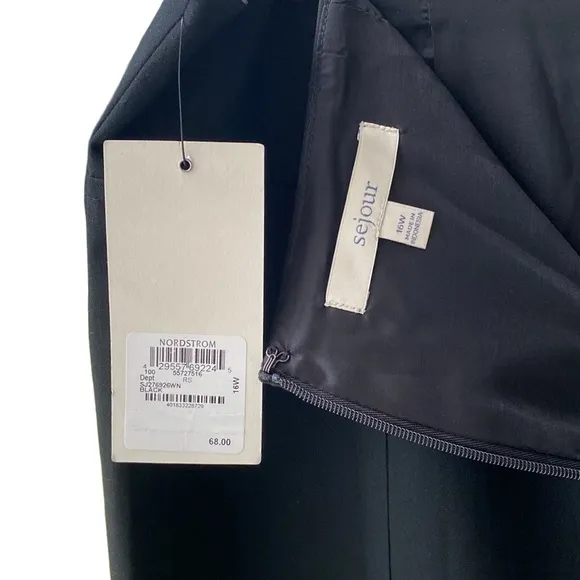 NWT 🖤 Sejour (Nordstrom) Classic Lined Black Pencil Skirt, Back Zip, Plus-Size