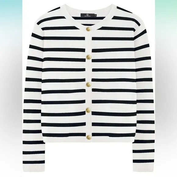 NWT Striped Cardigan Sweater, Long Sleeve Tops Casual Knit Lady Jacket