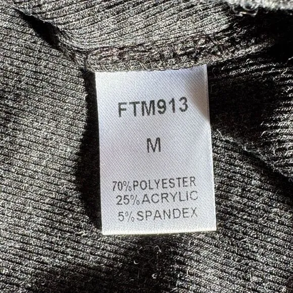 NWT THML Charcoal Gray Cowl Neck Sweater with Striped Trim Toggle Details Size M